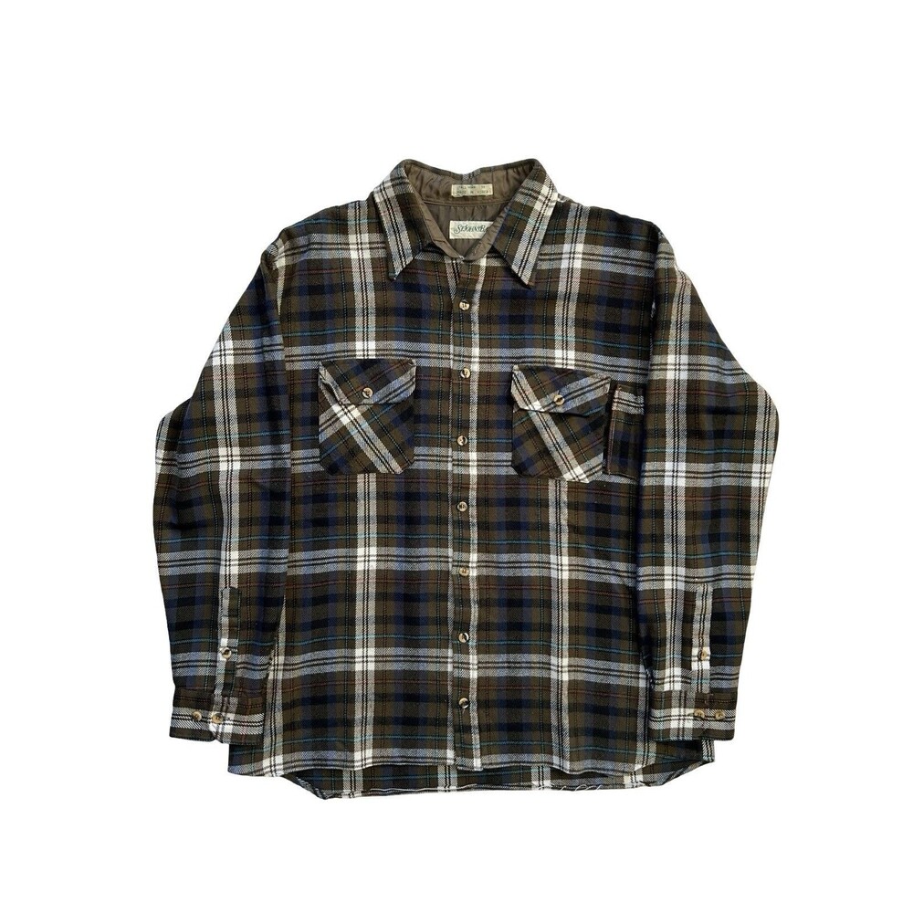 Vintage St Johns Bay Brown Plaid Flannel Button Down Heavy Shirt Men’s Size XL
